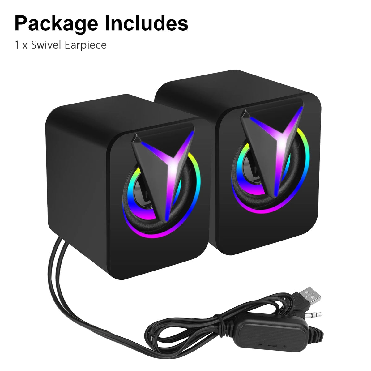 Computer Speakers for Laptop,  2.0 Stereo Portable RGB Gaming Speaker Wired External Desktop Speaker, Mini USB Powered Speaker for Desktop TV Monitor PC Notebook Tablets