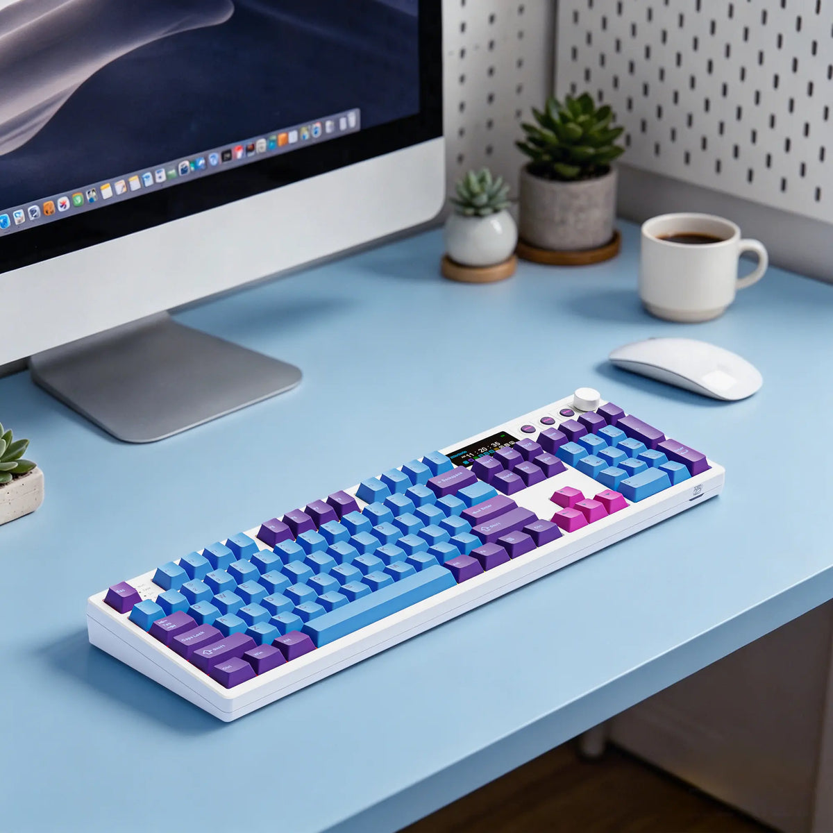 BOYI K104Pro Mechanical Keyboard with 2.2" Screen&Media Knob,Qmk/Via Custom Bt5.0/2.4Ghz/Type-C Gasket Mounted Hot Swap RGB Full Size Creamy Wireless Keyboard NKRO Gaming Keyboard