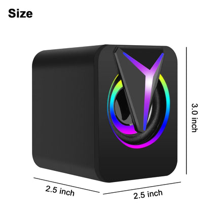 Computer Speakers for Laptop,  2.0 Stereo Portable RGB Gaming Speaker Wired External Desktop Speaker, Mini USB Powered Speaker for Desktop TV Monitor PC Notebook Tablets