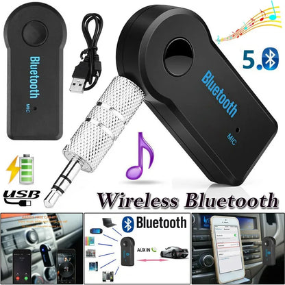 AUX Car Bluetooth Receiver,3.5Mm Socket 5.0 Wireless Bluetooth Adapter,Audio Converter Mobile Phone Hands-Free Stereo