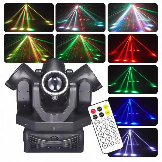 4-Head Aluminum LED DJ Battleship Moving Head Light - Professional Stage Lighting with Red Laser, Color Changing for Weddings, Commercial Use | Tiktokshopspringglowup Summervibes